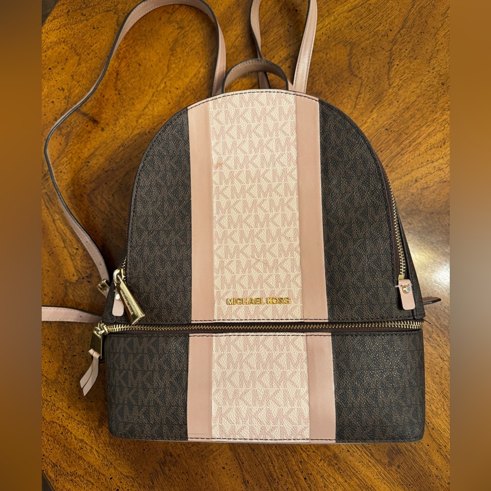 Michael Kors Two-Tone Backpack in Pink and Brown